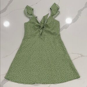 SHEIN Green Polka Dot Teen Dress,